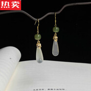 達(dá)禾夢港澳輕奢高端品質(zhì)古風(fēng)耳飾女春夏和田玉耳環(huán)清冷新中式耳墜漢服朋 金色【s925銀耳鉤】 和田綠玉+白