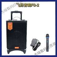飛揚音響8寸f8-2戶外室內廣場舞K歌重低音藍牙拉桿可移動音箱話筒 黑豪華版(1支無線話筒)