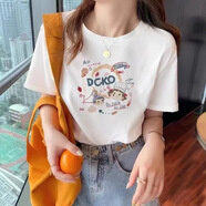 夸夢夏季新款純棉短袖T恤女美式復古時尚百搭洋氣上衣ins潮流女士半袖 白色【不二家】 M 【95-110斤】