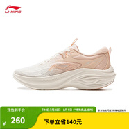 李寧（LI-NING）【劉詩(shī)雯同款】凌波休閑慢跑鞋女鞋25夏季時(shí)尚透氣舒適回彈運(yùn)動(dòng)鞋 云霧白/橘粉色-2 37
