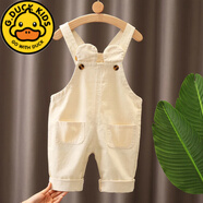 G.DUCKKIDS兒童背帶褲2023春季新品寶寶百搭女童牛仔長(cháng)褲春中小童連衣褲韓版 單褲ear米白 100 cm適合身高90-100cm年齡3-3.5