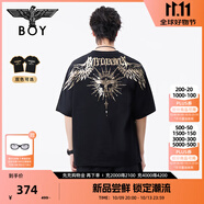 BOY LONDON【暗黑羅盤】夏情侶款短袖權(quán)杖印花炸街潮牌T恤N01906 黑印金N01906 經(jīng)典升級(jí)款 XL