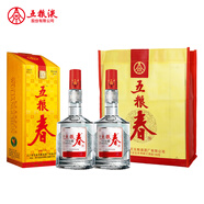 五糧液 五糧春一代 四川宜賓濃香白酒 45度糧食酒 45度 500mL 2瓶 （送禮袋）