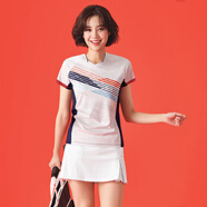 圣希奴（SaintsYno）新款夏季羽毛球服女套裝運動(dòng)服男短袖比賽訓練隊服裝團購訂制 1010白色女套裝【配短裙白色】 M