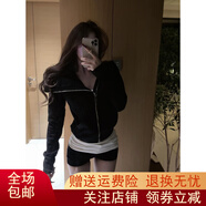 邁芙美（Maifumei）美式復古連帽衛(wèi)衣外套女裝夏季要穿新衣服小眾設計感修身短款上衣 黑色外套 L