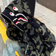 凱普蒂春秋鯊魚(yú)外套雙層帽系列迷彩連帽男女學(xué)生情侶嘻哈開(kāi)衫拉鏈衛衣男 黑綠色【好質(zhì)量】 【有運費險】 【優(yōu)質(zhì)雙帽款】】 L (105-115斤)