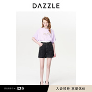 DAZZLE地素牛仔短褲春夏裝新款黑色復(fù)古A字拼接腰設(shè)計(jì)感褲子女 黑色 S 02/160/84A