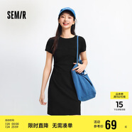 森馬（Semir）連衣裙女圓領(lǐng)收腰彈力針織裙2025夏刺繡休閑短裙辣妹109325114001