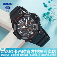 卡西歐（CASIO） 男表女表卡西歐手表男女情侶表學(xué)生時(shí)尚運(yùn)動(dòng)表太陽能雙顯電子表 MCW-100H-1AVDF暗夜黑橘