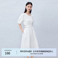 迪賽尼斯（DESIGNICE）白色仙女裙夏裝新款高腰松緊收腰長裙萊賽爾短袖連衣裙女士 白色 S