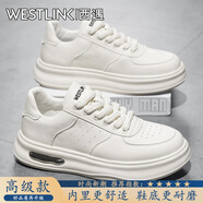 西遇（Westlink）男鞋夏季2025新款高端輕奢潮流休閑板鞋子男士百搭運動厚底小白鞋 米白【高級款】 單層 40 （標(biāo)準(zhǔn)運動鞋尺碼）