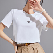 修嫻（soossn）2025絲光棉新款白色t恤女正肩短袖夏季女裝圓領(lǐng)明 白色 M