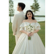 粟茝大碼婚紗200斤胖mm禮服影樓拍照主題服裝胖美眉加大號定制禮服顯 白色1女裝200斤 大號可定做更尺寸 均碼