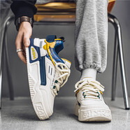 森馬（Senma）厚底增高百搭男鞋2025新款秋季低幫休閑鞋板鞋舒適耐磨戶外運(yùn)動(dòng)鞋 米藍(lán)色 40