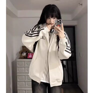 花花公子（PLAYBOY）美式街頭風寬松顯瘦連帽衛(wèi)衣棒球服女秋冬甜酷開衫外套潮 37386#白色 薄款 S