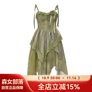 森女部落原創(chuàng)度假海邊波西米亞復古蕾絲連衣裙氣質(zhì)吊帶流蘇短裙女 長款吊帶裙（單件） M
