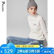 帕羅（PALUOPO）女半高領(lǐng)彩點夾花休閑個性提花秋冬保暖毛衣女長袖針織 古董白 L (105碼)
