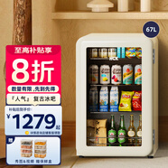 HCK哈士奇冰吧【人氣熱銷(xiāo)】復(fù)古家用小冰箱迷你冷藏柜飲料茶葉水吧嵌入式一級(jí)酒店公寓電冰箱64/67L 奶茶色Pro | 67升 | 全冷藏