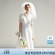 范思藍(lán)恩法式減齡初戀小白裙女夏2024新款領(lǐng)證連衣裙子24FS12056 白色 M
