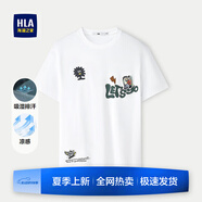 HLA海瀾之家短袖T恤男寬松吸濕排汗涼感半袖t恤男士2025夏季情侶上衣 米白花紋36 M 170/88A