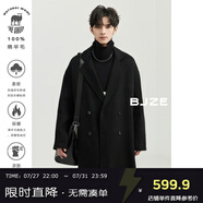 伯爵卓爾全羊毛雙面呢大衣100%男鵝絨內膽中長款通勤男裝外套2024秋冬新款 子夜黑/漆黑 XL (180)