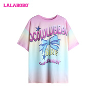 拉拉波波（LALABOBO）LALABOBO/蝴蝶結漸變短袖T恤/LBDB-WSDT62 粉色 L