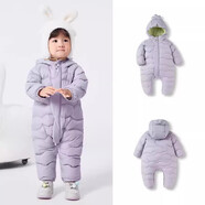 巴拉博士童反季品牌嬰兒連體衣羽絨服2025新款男女童冬季抱衣保暖爬服 香芋紫-造型 73  充絨量38g