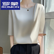 羅蒙（ROMON）斷碼撤柜桑蠶絲襯衫女真絲短袖襯衣2025新款寬松中袖上衣 香檳色 【氣質高大尚】 XL 【115-130斤】