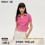 ONLYNBA聯(lián)名款休閑百搭翻領(lǐng)短款T恤女|124101002 C21 碟粉色 L 170/88A