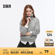 Semir衛(wèi)衣女純色半開襟衣服溫柔百搭秋休閑風(fēng)寬松落肩套頭衫ins潮 中花灰00510 S