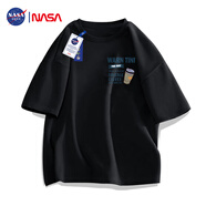 NASA GISS官方潮牌聯(lián)名T恤男潮流簡(jiǎn)約青少年純棉休閑風(fēng)短袖上衣 黑色 2XL 