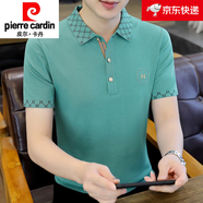 皮爾卡丹（pierre cardin）夏季新款高端翻領(lǐng)短袖t恤男士冰絲半袖針織休閑polo領(lǐng)衫男裝上衣 湖藍(lán) M