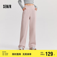 森馬（Semir）休閑褲女發(fā)熱抗菌長褲2024冬季氣質(zhì)搖粒絨純色闊腿褲109724127001