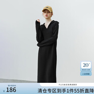 FANSILANEN范思藍(lán)恩22FS4193Polo領(lǐng)長(zhǎng)袖針織連衣裙女秋冬長(zhǎng)款過(guò)膝直筒毛衣裙 黑色 XS
