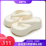 優(yōu)調（Youdiao）厚底增高人字拖女夏季eva夾腳拖鞋外穿防滑海邊沙灘鞋涼拖7cm 奶油白(7cm厚底)35-36 (適合34-3
