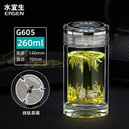 水宜生雙層水晶玻璃杯水杯男士2026新款泡茶杯男士帶蓋便攜茶杯子 【純鈦弱堿迷你口袋杯】凸面3D鏡