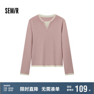 森馬（Semir）森馬毛衣女短款假兩件含羊毛針織衫24冬新款保暖內搭109724107015