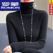 羅蒙（ROMON）感羊毛衫女加厚秋冬季100羊.絨打底衫修身高領毛衣內(nèi)搭質(zhì)量好的 黑色 M