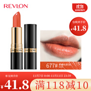 露華濃（Revlon）麗采保濕滋潤唇膏女士啞光黑管口紅女士不掉色美妝化妝品女彩妝 677#柔橘色（奶油質(zhì)地）