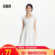 森馬（Semir）連衣裙女收腰蝴蝶結(jié)少女感2025夏俏皮木耳邊方領(lǐng)短裙109325114007