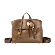 迪士尼（Disney）雅丹風(fēng)雙肩包復古植鞣皮斜挎背包女公文包 棕色