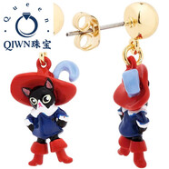 QIWN2025年新款穿靴子的貓系列戴帽子的貓耳釘甜酷風(fēng)耳飾品 耳釘