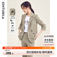 尚都比拉職業(yè)通勤西裝套裝女春秋正裝西服外套褲子面試兩件套 淺咖色 M