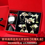 SENDME發(fā)卡女生夾子禮物頭飾抓夾生日禮物高級(jí)感實(shí)用送老婆紀(jì)念日送女友 流蘇邊夾五件裝【雙開(kāi)門禮盒】