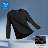 JEANSWEST LIFE真維斯2025年新款秋季長袖t恤圓領打底衫舒適寬松內(nèi)搭秋裝衣服 黑色 （小方格款式） 2XL