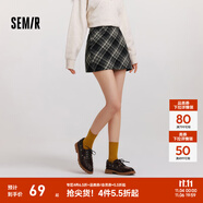 森馬（Semir）半身裙女格紋A字裙復(fù)古文藝氣質(zhì)冬俏皮時(shí)尚短裙小個(gè)子學(xué)院風(fēng) 灰藍(lán)色調(diào)00428 S