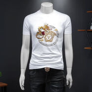 VERSACE JEANS COURTURE范家F思哲VERSACE春夏季歐洲站男裝2024夏季新款T恤潮流時(shí)尚帥氣 白色 白色 XL