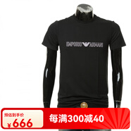 阿瑪尼（Emporio Armani）EA 阿瑪尼 男士鷹標(biāo)修身純棉短袖T恤110853 4R566 黑色 20 均碼 -----香港倉(cāng)分店買快5天