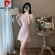 皮爾卡丹夏季名媛輕奢氣質(zhì)裙子女小個(gè)子收腰無(wú)袖小香風(fēng)吊帶連衣裙女感 粉紅色 M 【96-107斤】