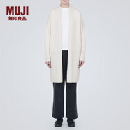 無印良品（MUJI）女式 羊毛混紡牦牛絨 長開衫 長袖針織衫 毛衣女裝上衣 BA1OEA3A 米白色 M(160/84A)